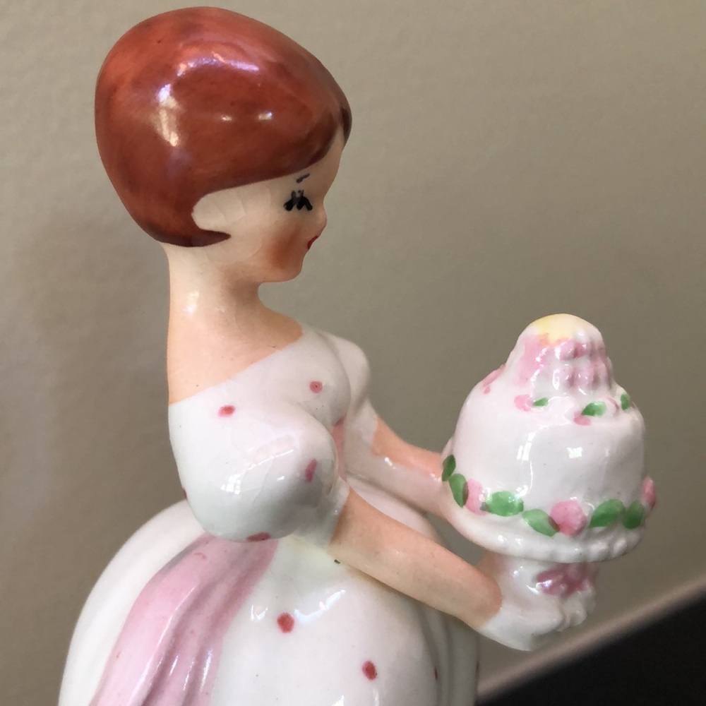 Lefton's Sweet Sixteenth Ceramic Porcelain Figurine w/Cake- Vintage Cake Topper - Picture 3 of 13